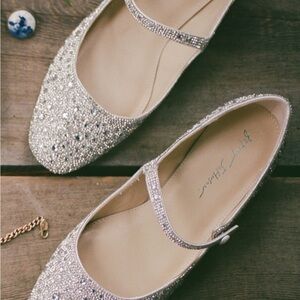Betsey Johnson Silver Embellished Flats